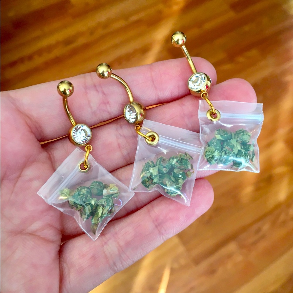 Mini Weed Bag Belly Button Ring